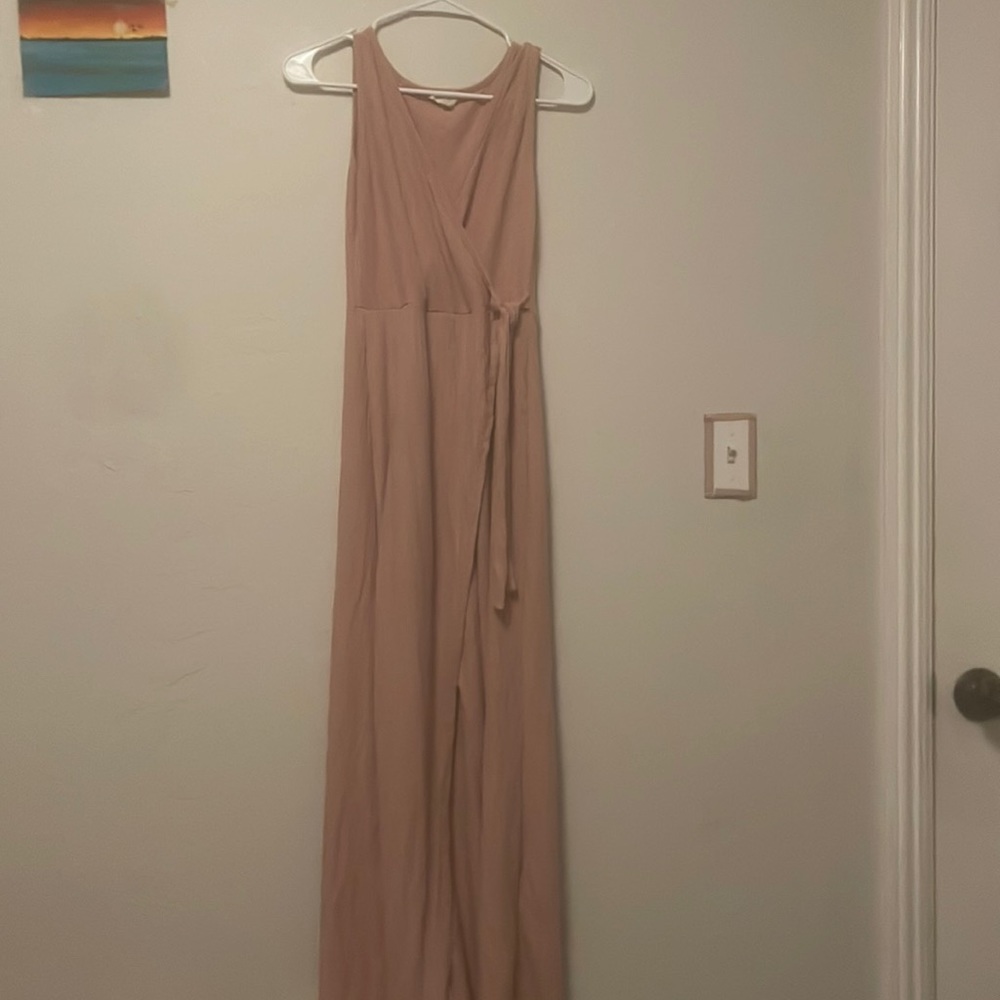 Pink long slit pink dress